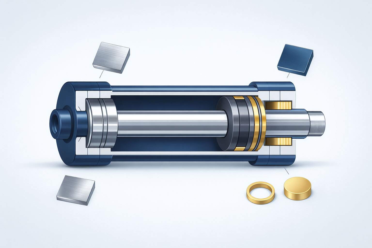 Hydraulic cylinder materials – barrel tube, rod coatings, piston and seal compounds