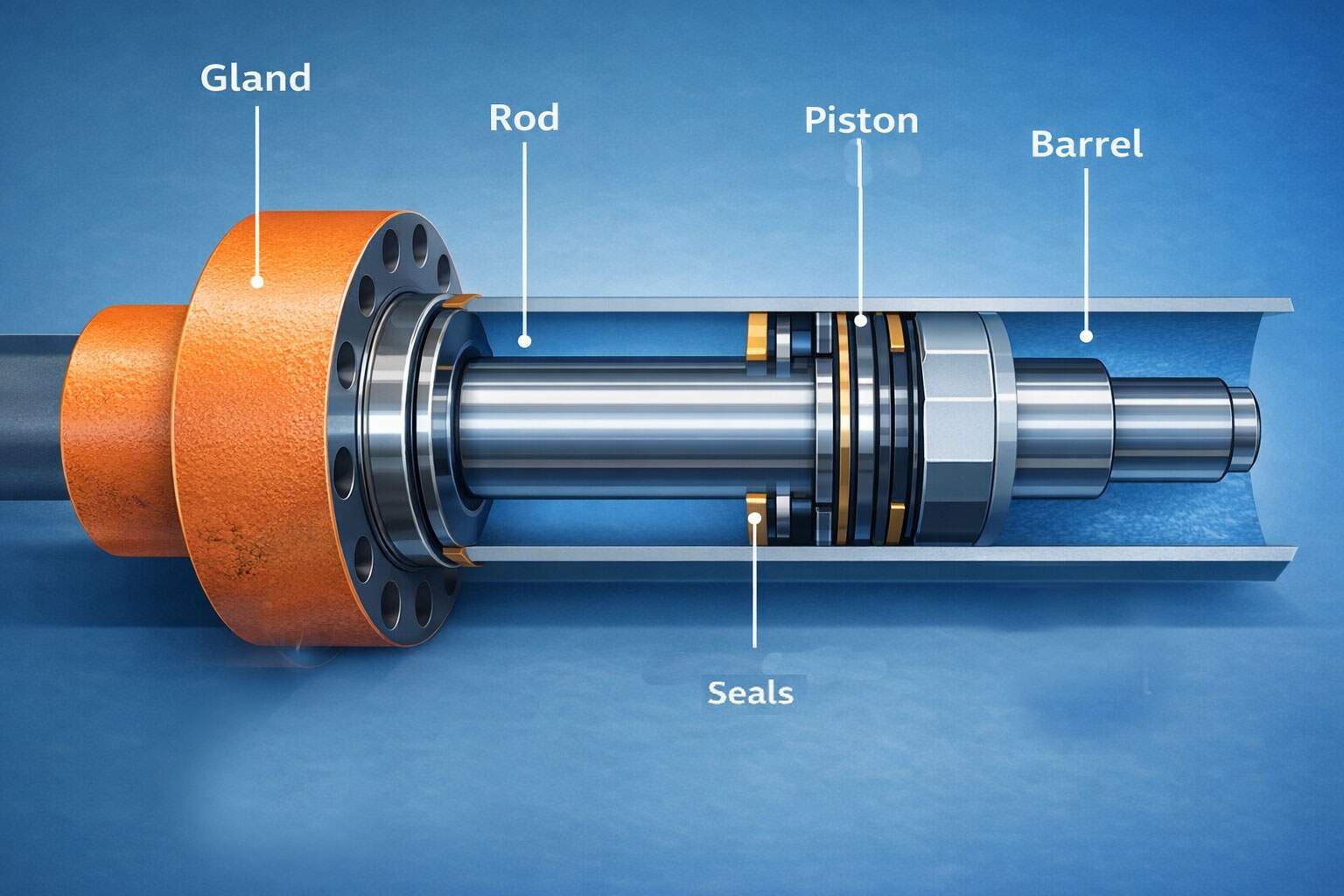 Hydraulic cylinder schematic illustration