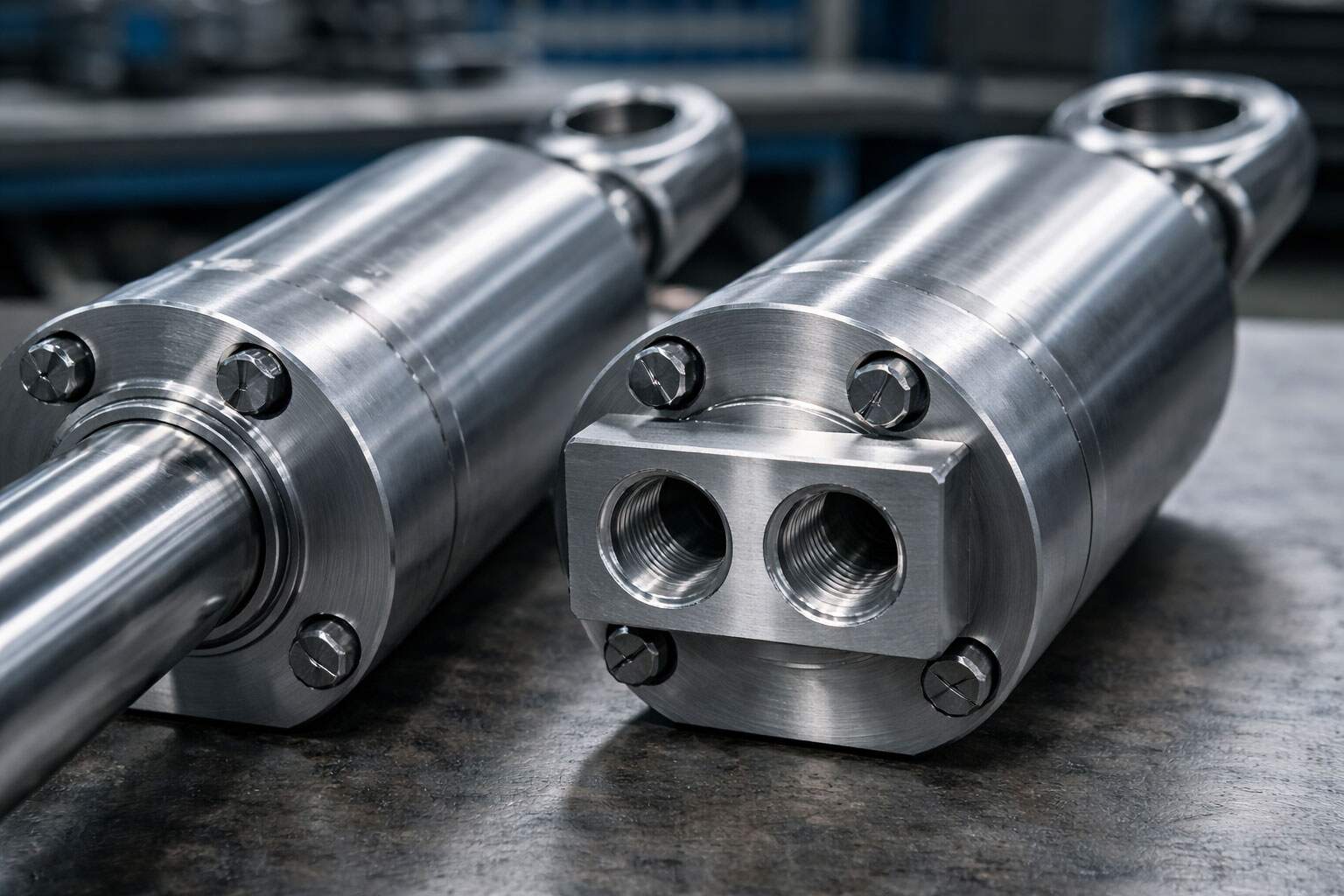 Hydraulic cylinder types including single acting and double acting cylinders