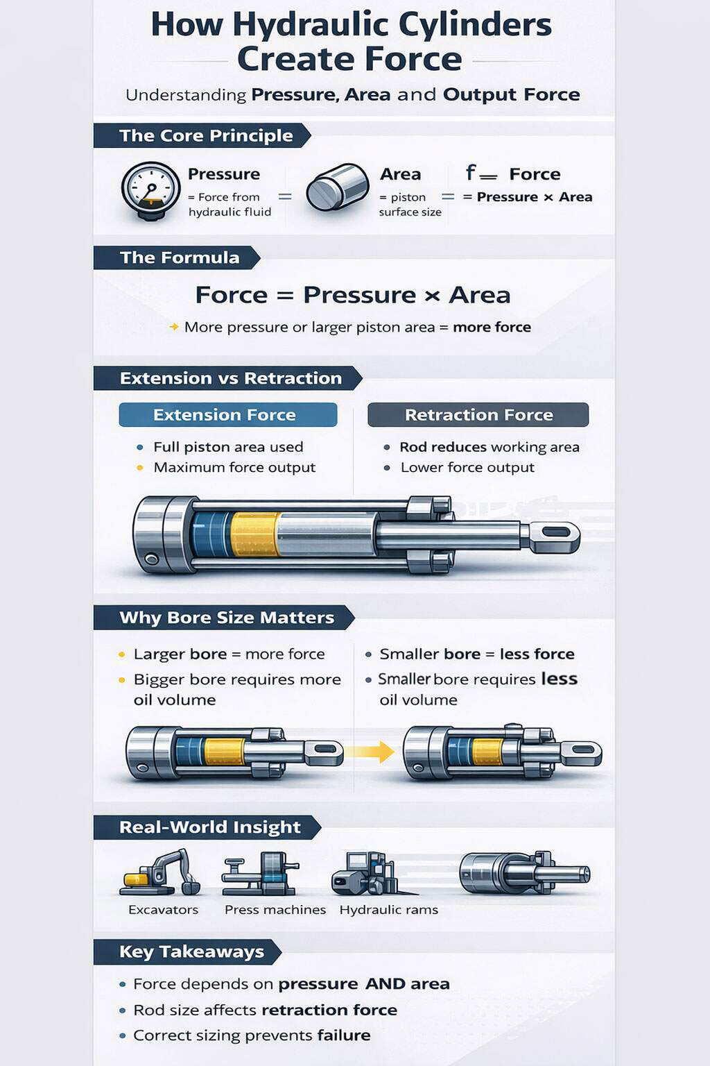 Hydraulic Cylinder Force & Pressure Explained | Formula & Basics