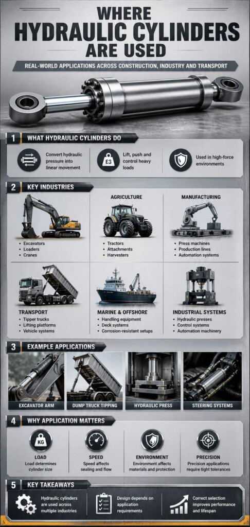 Info-graphic for Hydraulic cylinders in industry applications