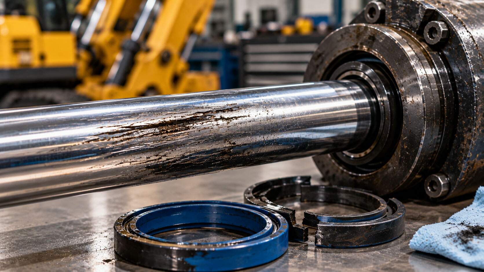 Hydraulic cylinder rod and sealing components